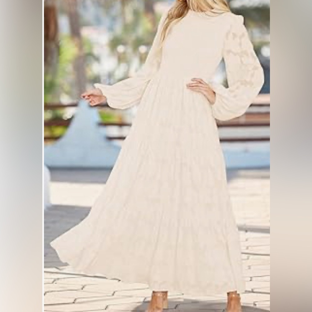 COPY - COPY - Cream tiered maxi dress